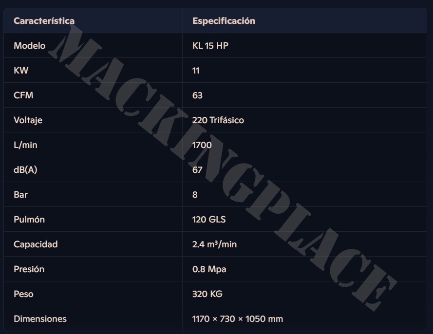 Miniatura de Compresor de Tornillo KL 15HP